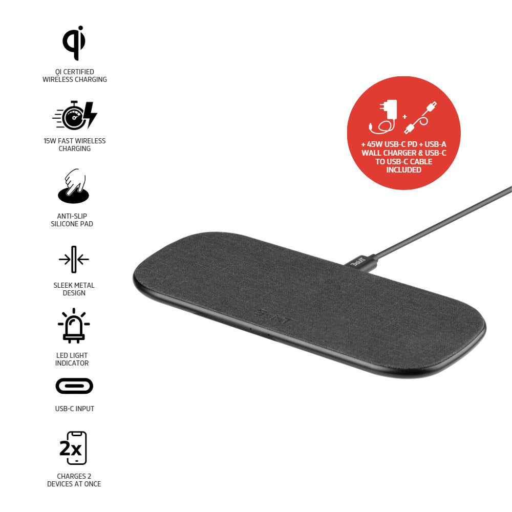 3sixT 15W 15W Dual Wireless Charging Pad Black– 3sixT Gear