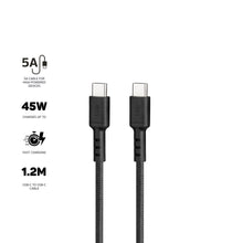 3sixT Tough USB-C to USB-C 5A Cable 1.2m - Black