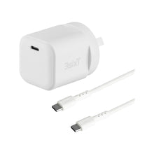 3sixT Wall Charger GaN 20W USB-C PD + USB-C to USB-C - White