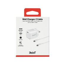 3sixT Wall Charger GaN 20W USB-C PD + USB-C to USB-C - White