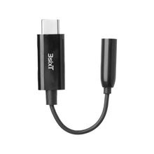 3sixT Hi-Res Audio 3.5mm Cable 0.1m USB-C Connector For Headphone  - Black