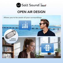 Salt Sound AIRXDUA Gen1 Open-Ear Headphones, 25h Playtime, Bluetooth 6.0, IPX5 - Splash Proof - Light Grey/Silver