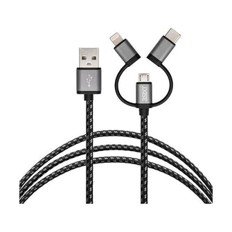 3sixT Premium Cable - USB-A to Lightning/MicroUSB/USB-C - 1m