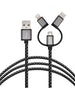 3sixT Premium Cable - USB-A to Lightning/MicroUSB/USB-C - 1m