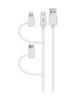 3sixT Cable - USB-A to USB-C/Lightning/MicroUSB-1m-White